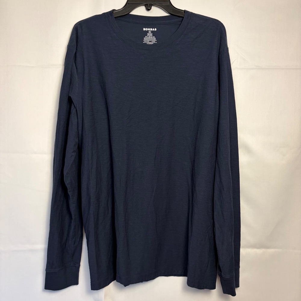 Bombas Mens Long Sleeve Crew Neck T-Shirt XL Midnight Navy‎ Cotton Slub Tee